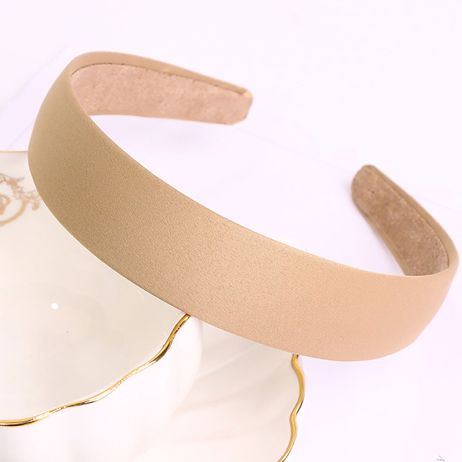 Women Wide Elastic Fashion Headbands Head Hoop Hair Accessories Thick Headwear for Women Girls Hair Band Khaki - Image 2