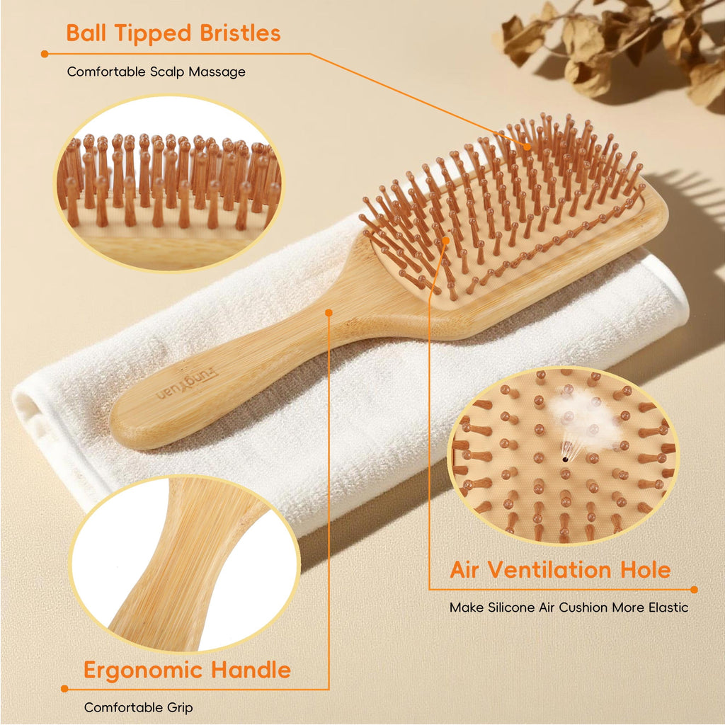 Set of 2, Natural Bamboo es, Massage Scalp, Exfoliate, Remove Tangles - Image 6
