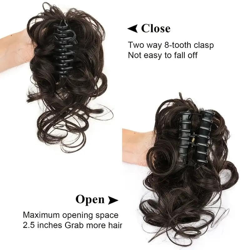 bun,Fake Bun Ponytail Hair Extension Wig for Women, Wavy Curly Hair Bun in Chignon Hairpieces,H-air bun extension Eve... - Image 5