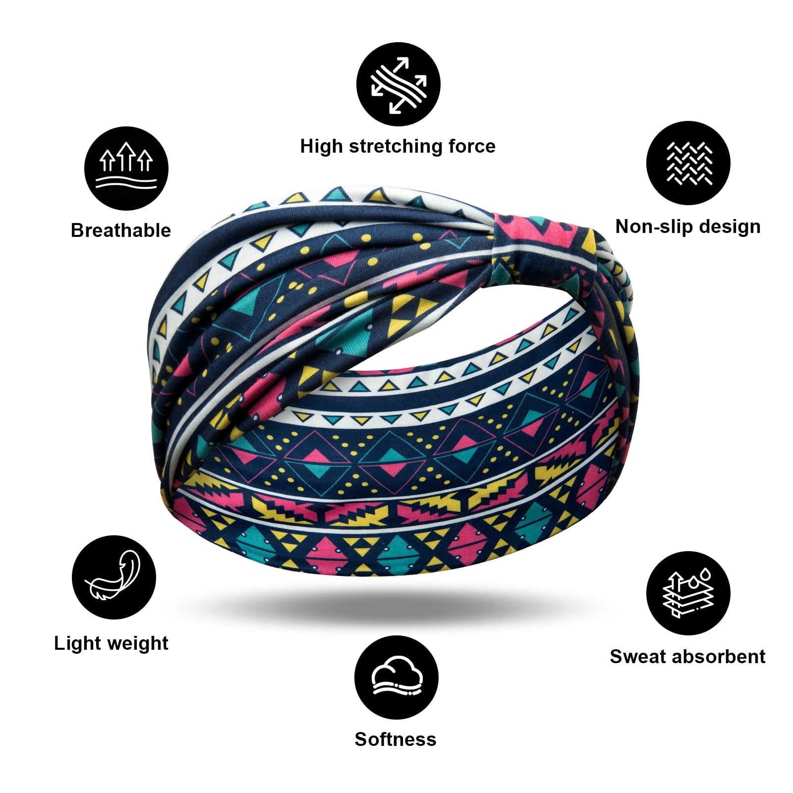6 Pcs Head Bands for Women Trendy Wide Knotted Headband Workout Fitness Yoga Athletic Head Wraps Boho Hair Accessories - Image 3