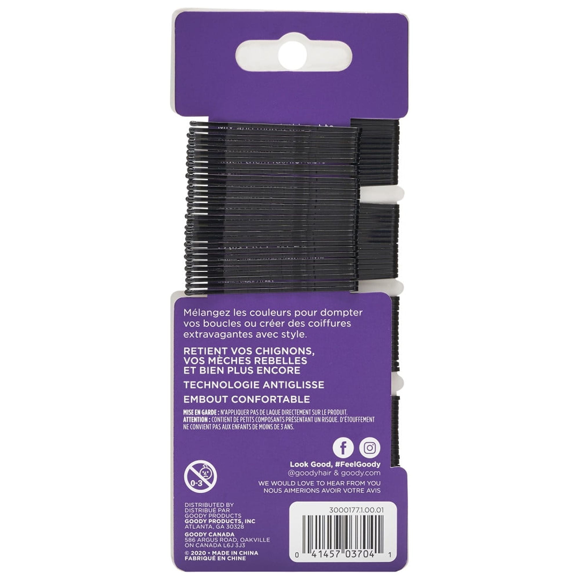 (3 pack) Goody Bobby Pins, Slide Proof Grip, Secure Hold Hair Pins, for All Ages, Black, 90 Ct - Image 3