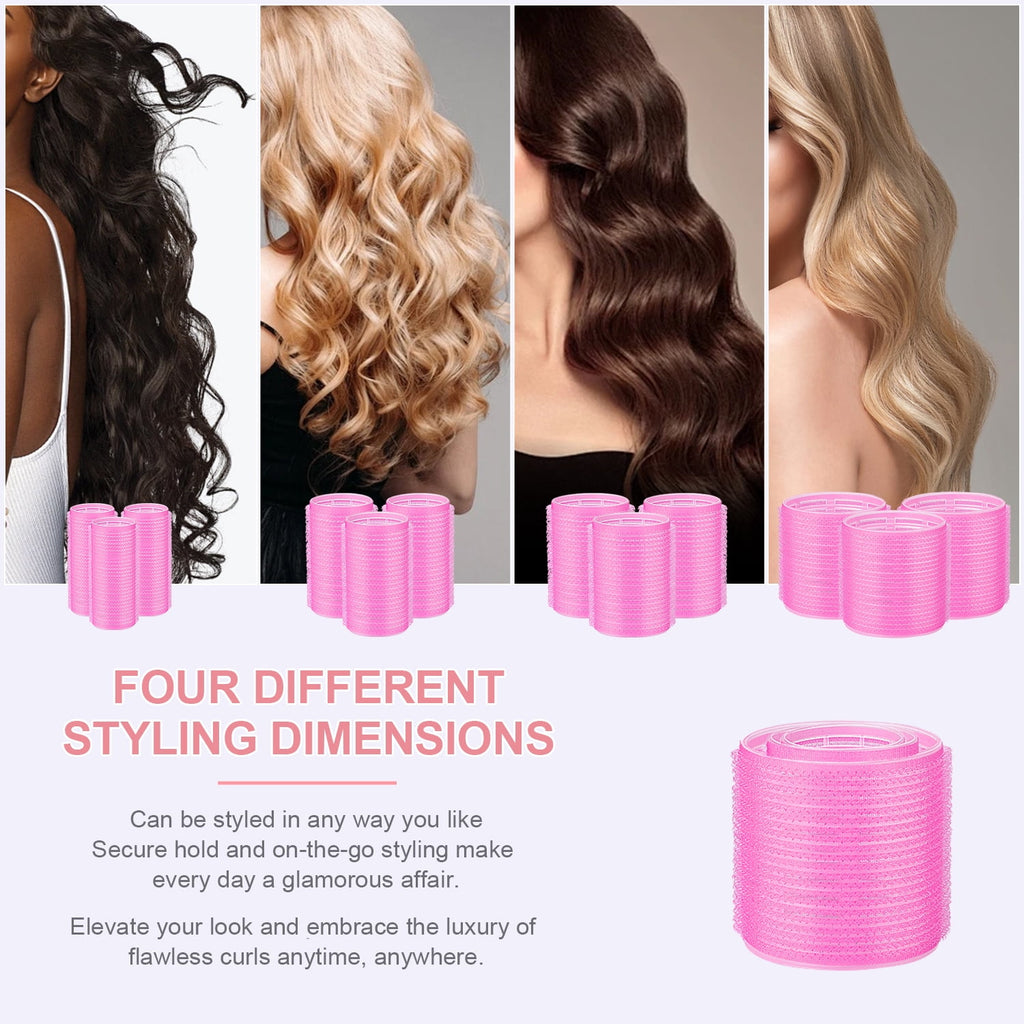 MORGLES Hair Rollers, 37 Pcs Set with 4 Sizes Hair curlers Roller & 12 Clips, Includes Comb & Clear Travel Pouch for Long/Short Hair (Pink) - Image 2