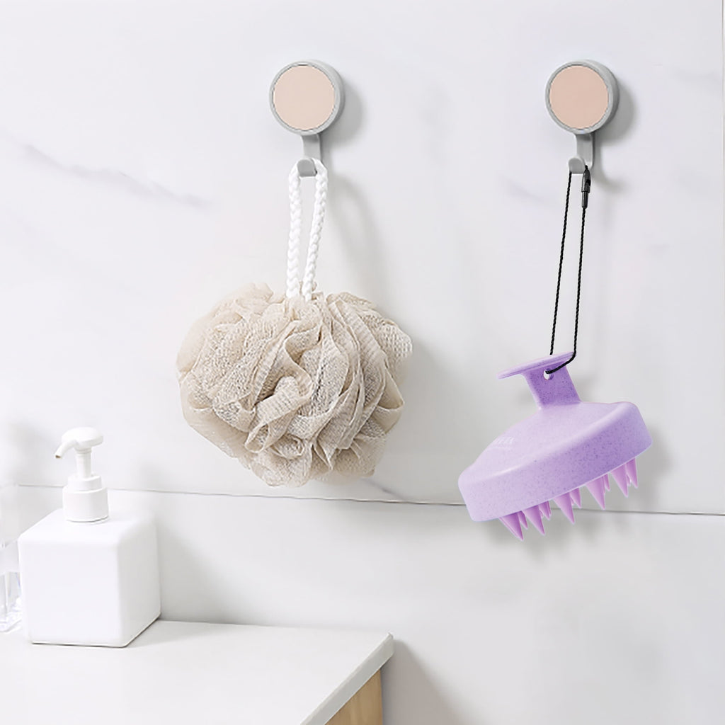 Hair Growth, Soft Silicone Scrubber Shampoo Brush for Exfoliation, Dandruff Removal, Wet & Dry Use, Wheat Straw Purple - Image 6