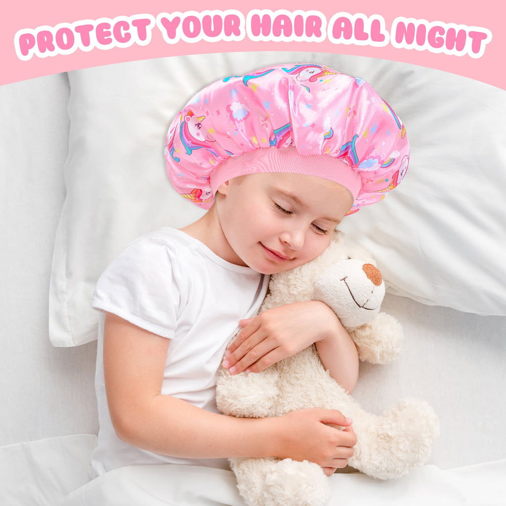 3Pcs Kids Satin Bet, Silk Bet Sleeping Cap, Night Hair Hats Elastic Wide Band Baby Bet Natural Hair for Toddler Teens... - Image 2