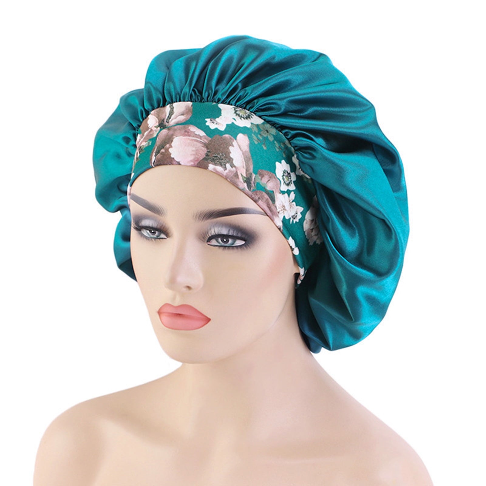 3 Pcs Satin Hair Bet For Sleeping, Sleeping Bet With Printed Wide Headbands Red Black Blue Satin Caps For Women Large... - Image 4