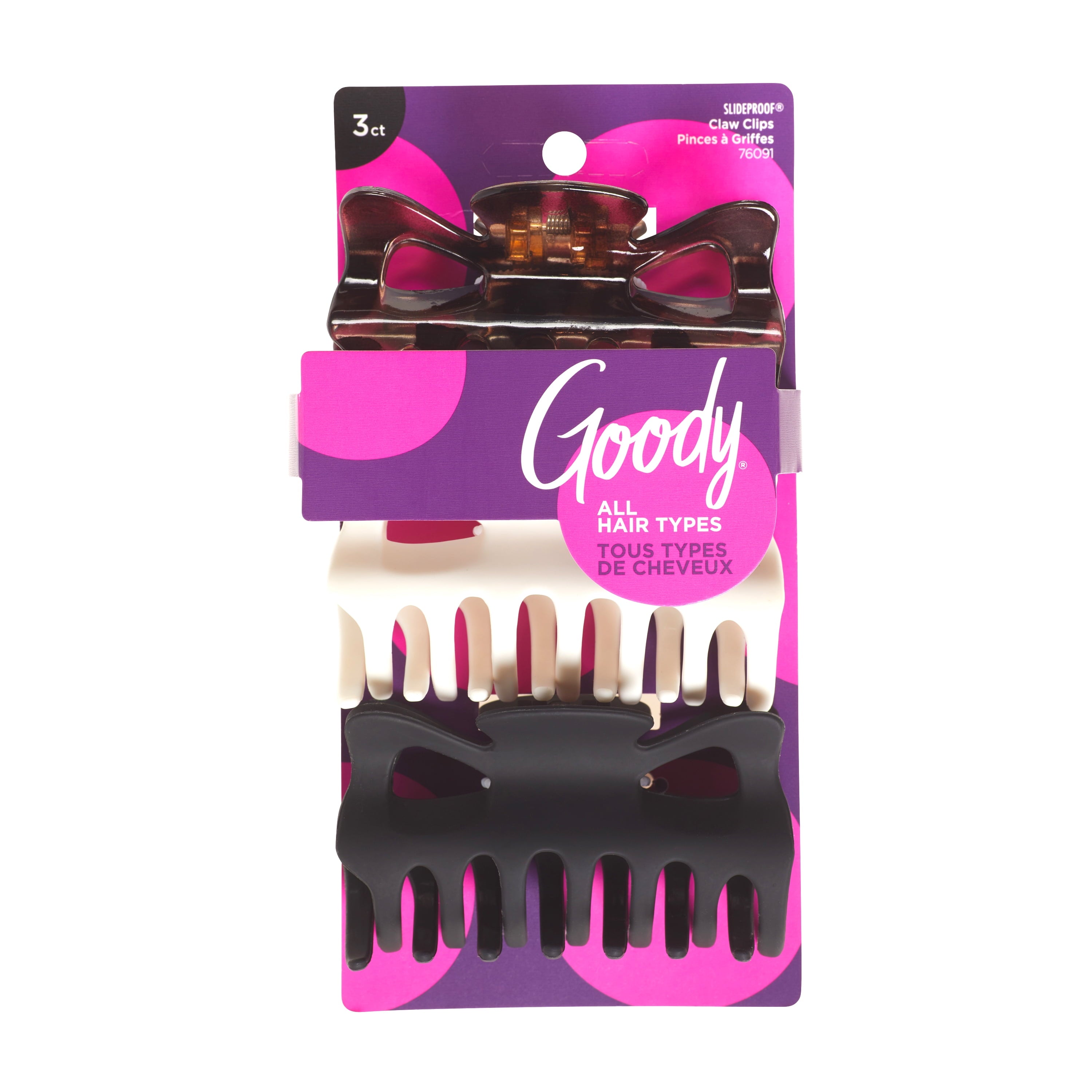 (2 pack) Goody Classic Large Claw Clips 3 Ct Neutral Colors - Image 2