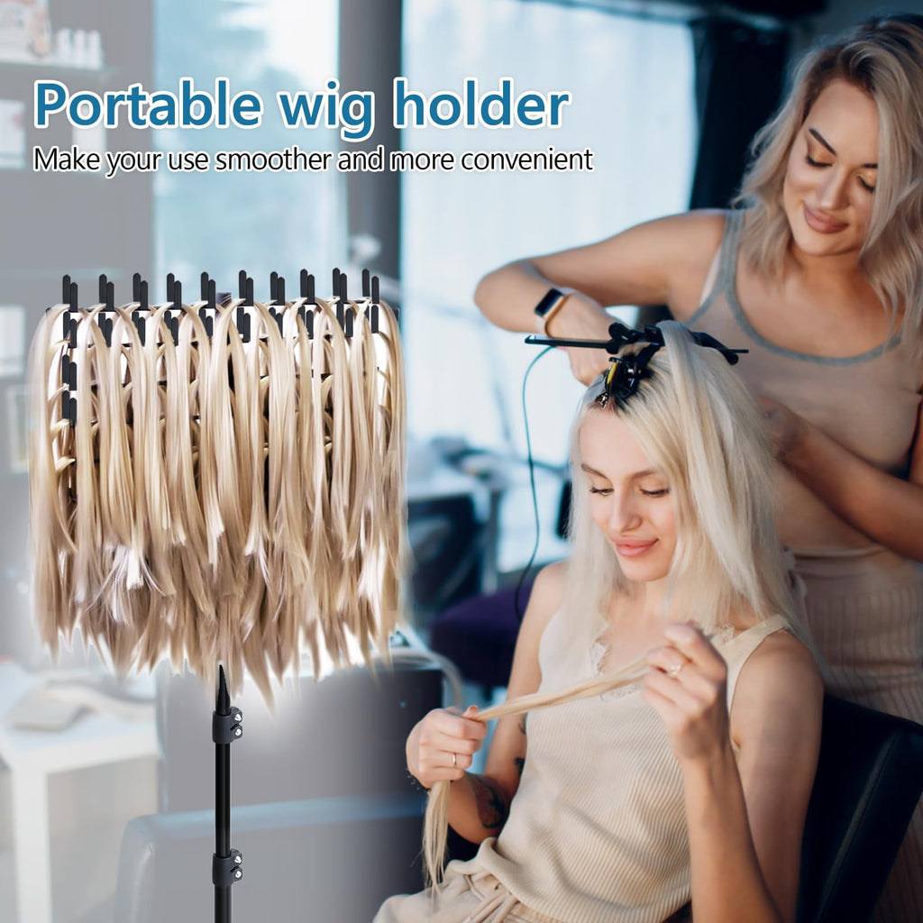Adjustable Hair Braiding Rack with 144 Pegs Foldable Hair Extension Holder for Braiding, Standing Hair Divider with 2... - Image 4