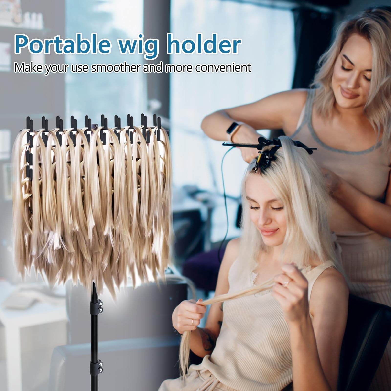 Adjustable Hair Braiding Rack with 144 Pegs Foldable Hair Extension Holder for Braiding, Standing Hair Divider with 2... - Image 4