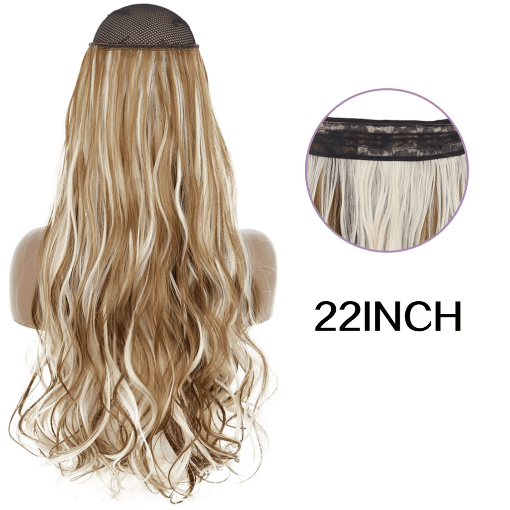 22 Inch Clip-In Hair Extensions - 5-Piece Wavy Synthetic Hair Set, Natural Black for Women, Heat Resistant Fibers - Image 5
