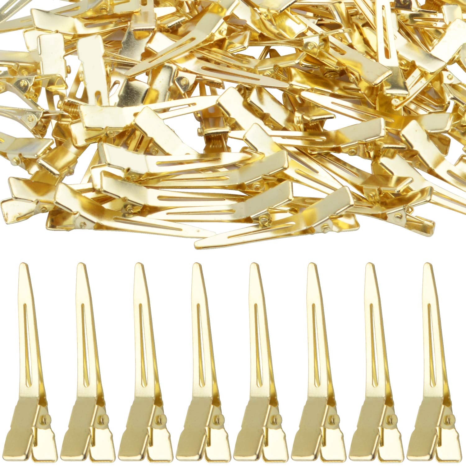 100pcs 4.5cm Prong Clips Gold Curl Pins Duckbill Section Clips for Hair Extensions Styling Crafting - Image 2