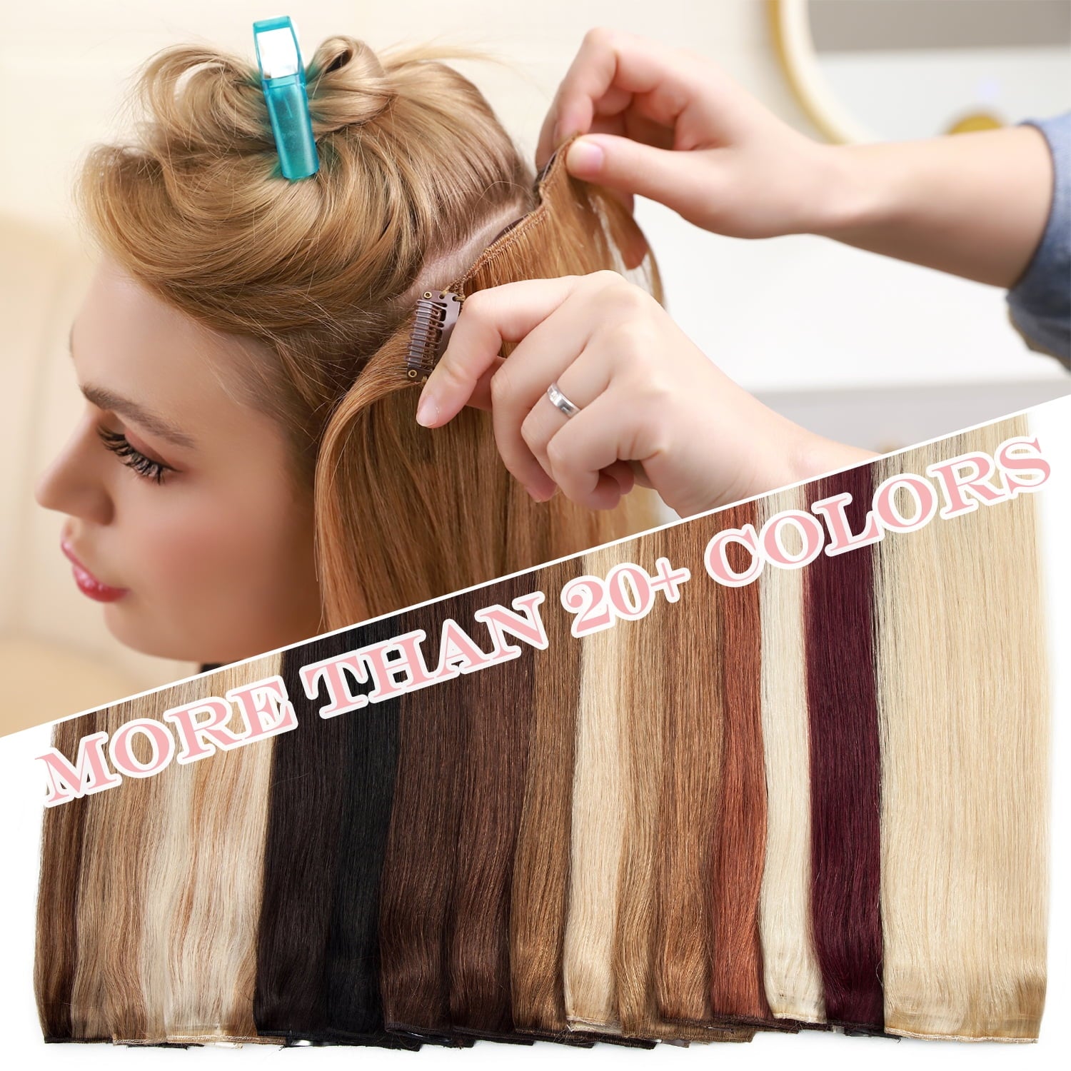 Benehair 100% Real Remy Human Hair Extensions Clip In 8Pcs Hair Weft Full Head Women Highlight Blonde Hair - Image 6