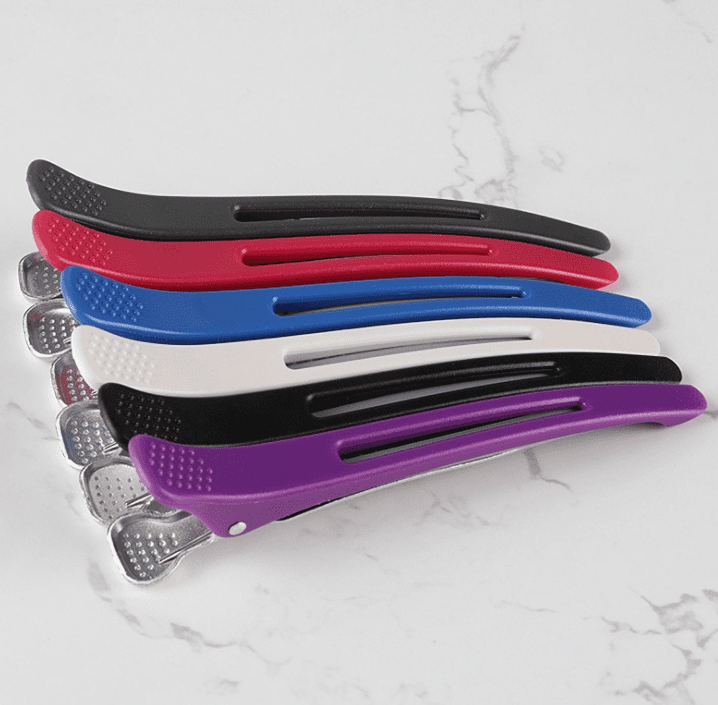 6pcs Professional Hair Clips for Styling Sectioning, Non Slip No-Trace Duck Billed Hair Clips with Silicone Band, Sal... - Image 3