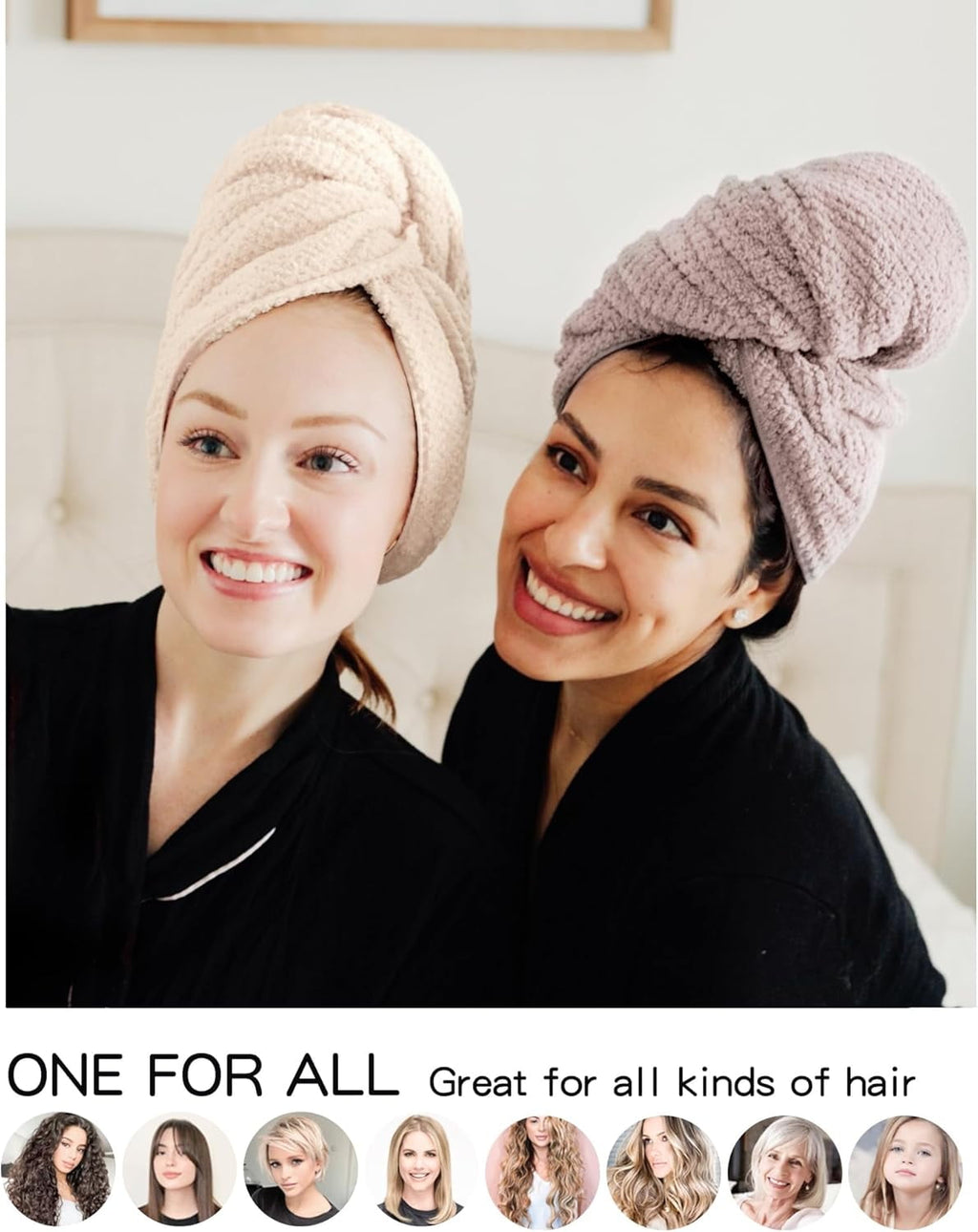 2 Large Microfiber Hair Towels for Women, Super Absorbent & Quick Dry Hair Towel Wrap for Curly Hair Long & Short Hai... - Image 5