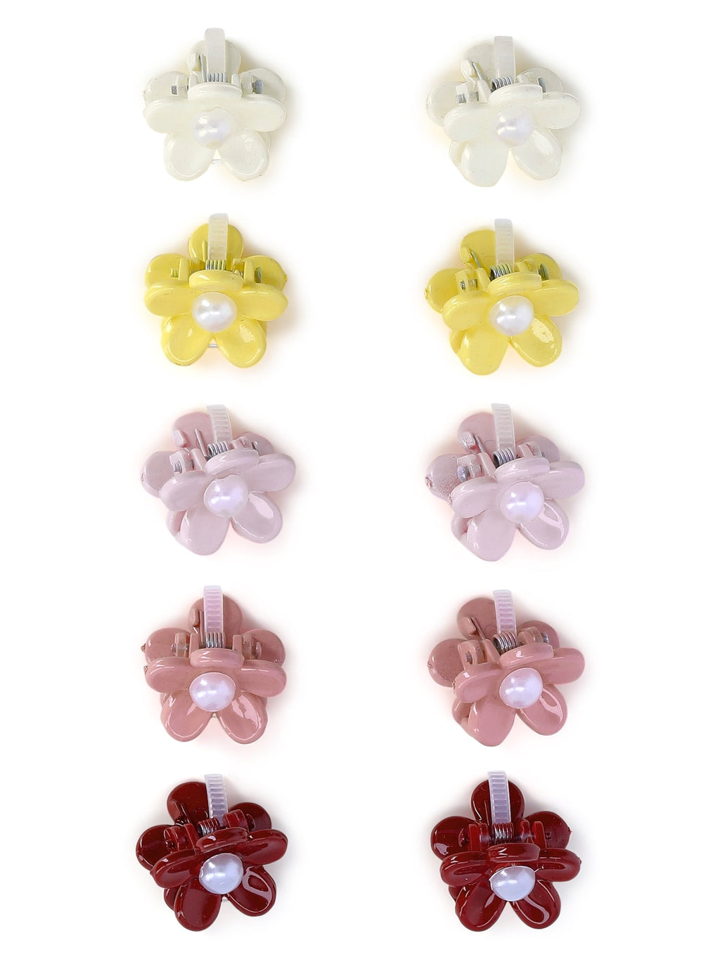 No Boundaries Flower Mini Hair Claw Clips Set, 10-Piece, Women's, Pink Multi - Image 2