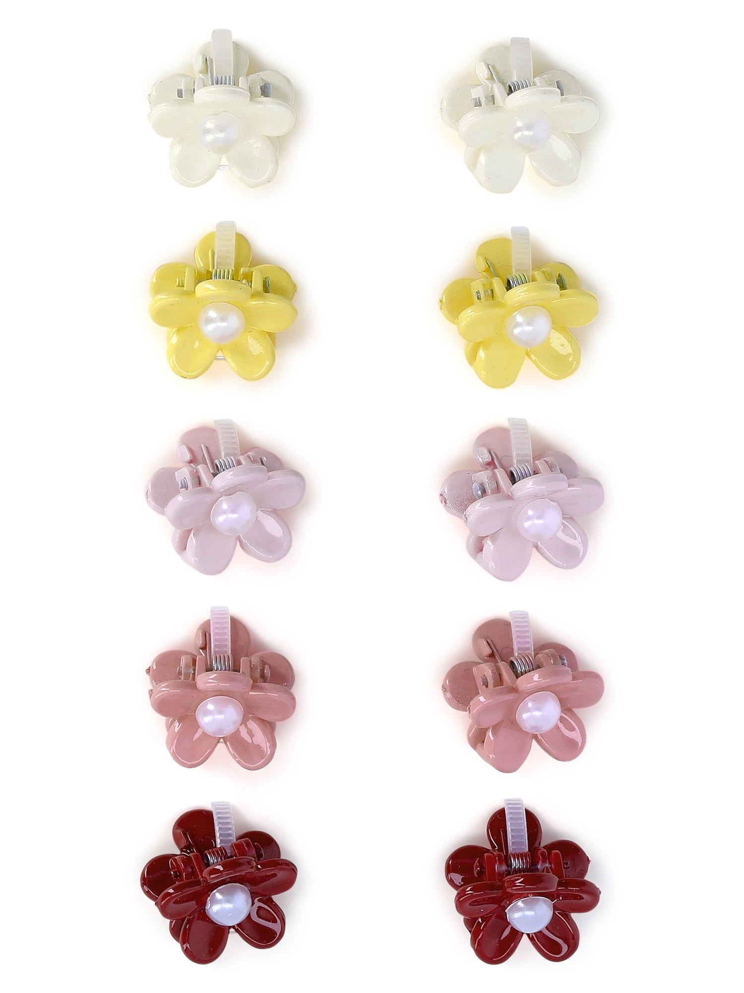 No Boundaries Flower Mini Hair Claw Clips Set, 10-Piece, Women's, Pink Multi - Image 2
