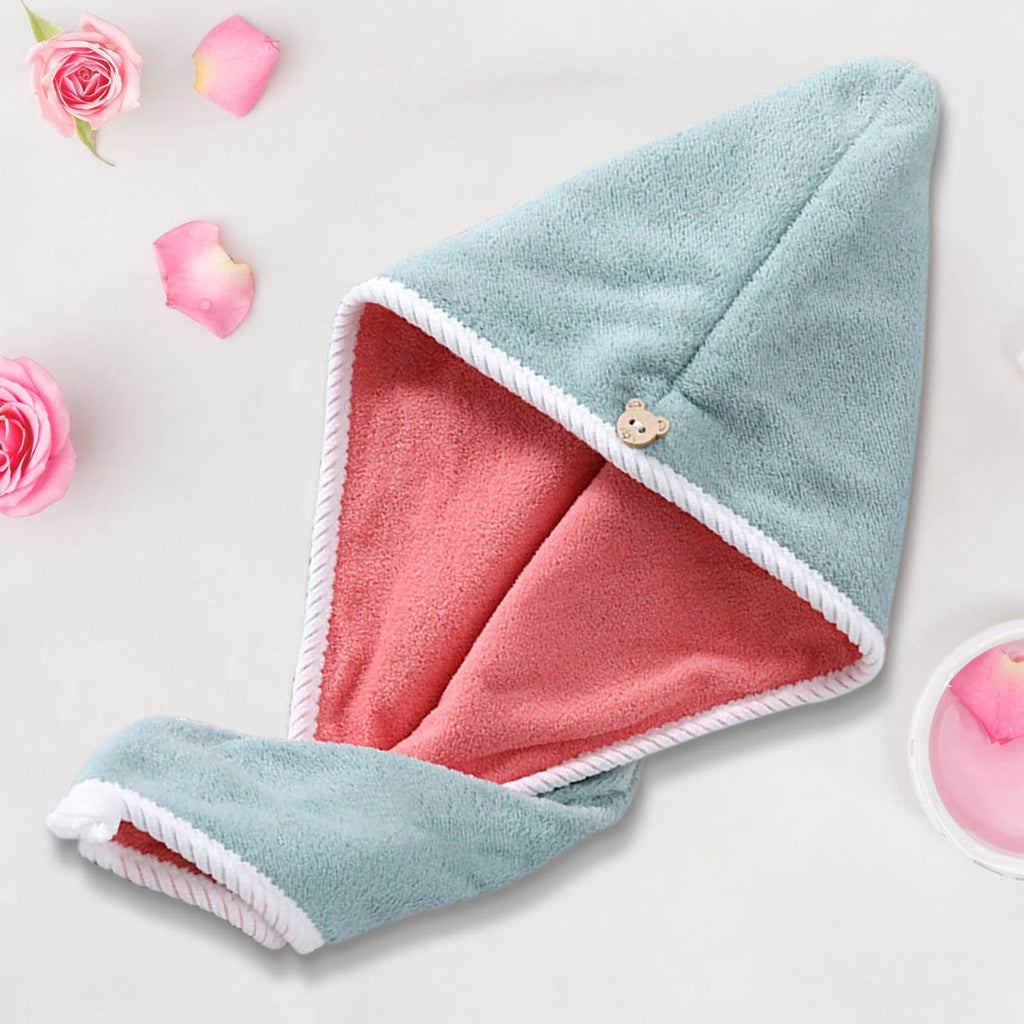 Wrap for Women, Quick Dry Turban with Button, Absorbent Bath Cap for Curly Long , Anti Frizz Drying for Shower, Soft ... - Image 5