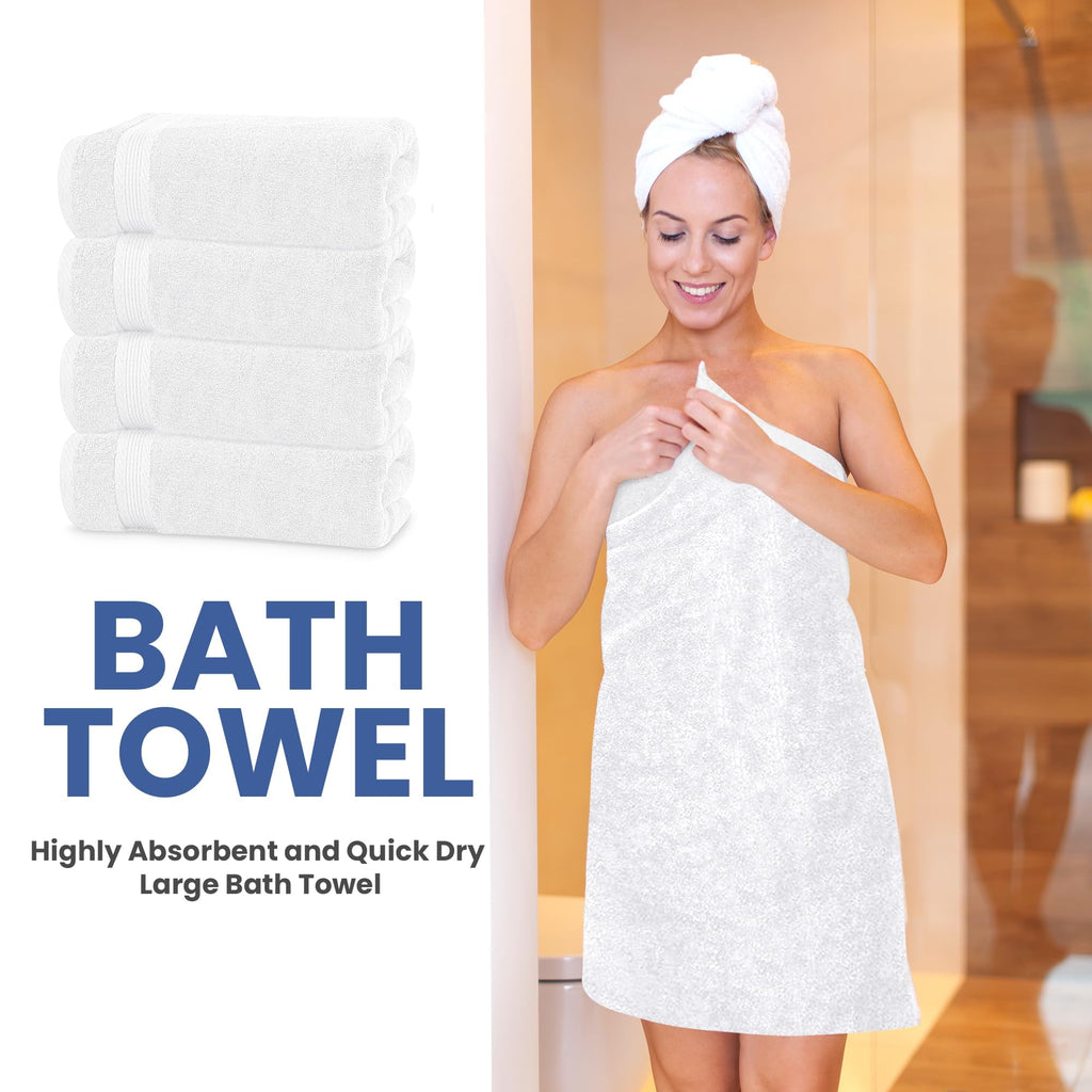 22x44 in, 100% Cotton Zero Twist Luxury Small Bath Towels (White) 6 Pack - Image 5