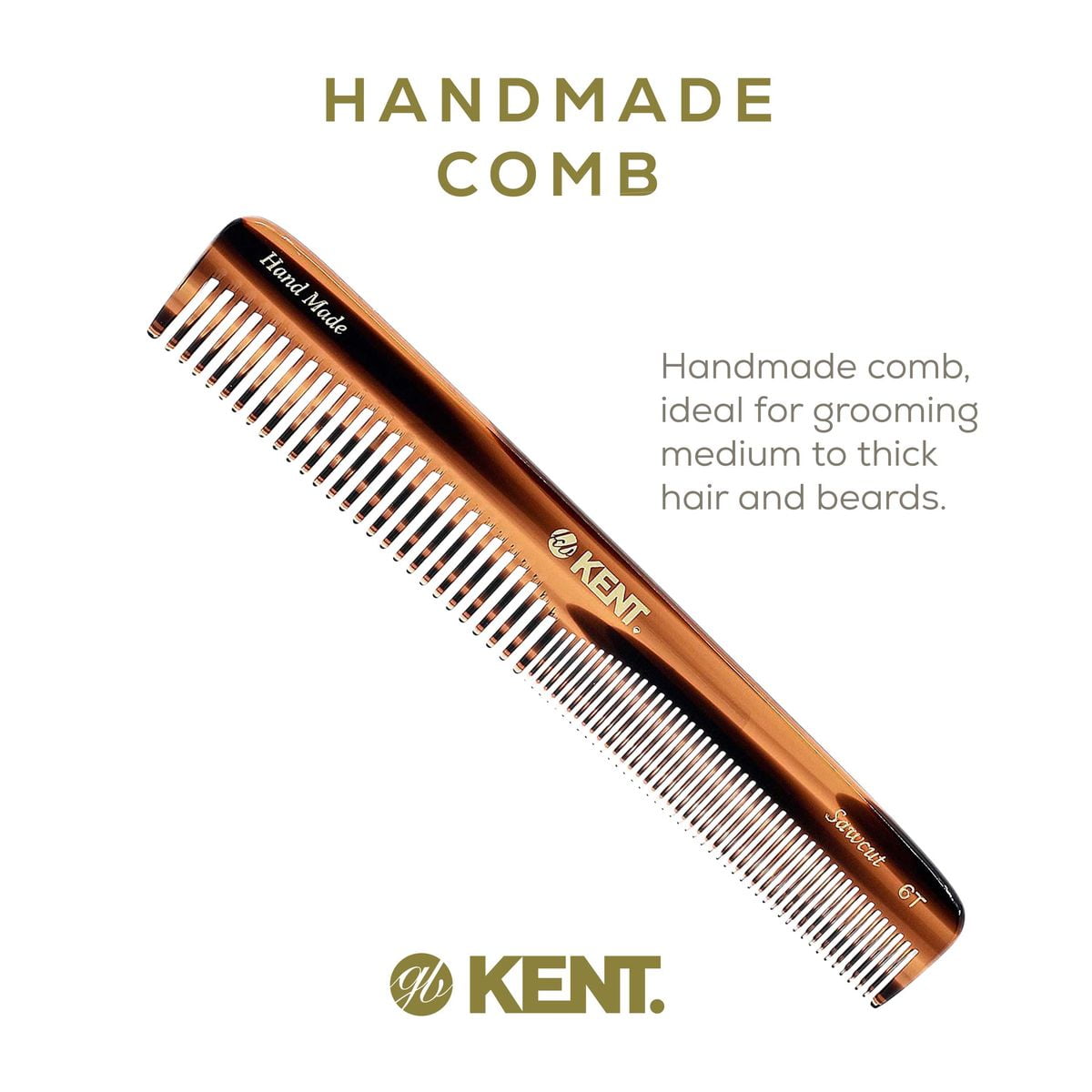 Kent 6T Fine Tooth Comb and Wide Tooth Hair Comb, Handmade Styling Comb for Hair Care, Barber Combs, Beard Combs For Men, Hair Styling Groom - Image 4