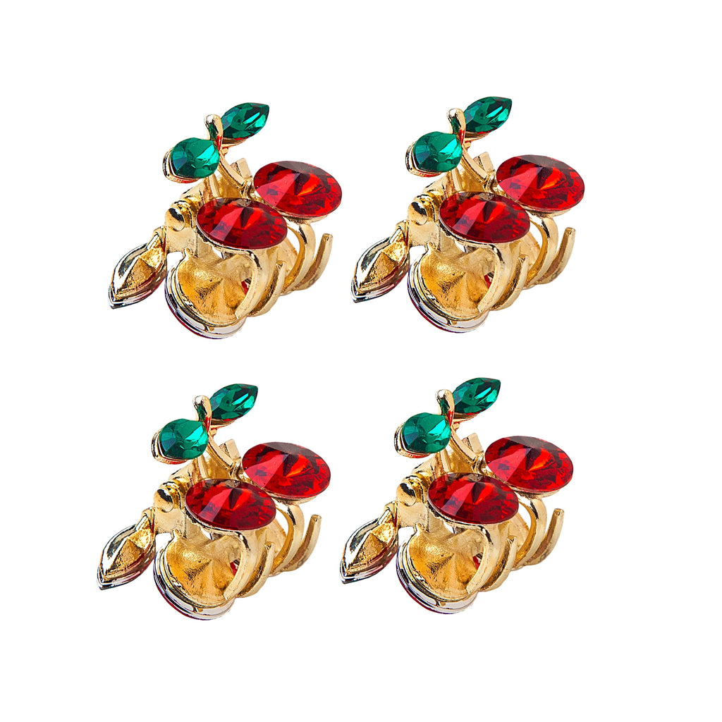Enchante Small Rhinestone Cherry Claw Hair Clips 4-Pack - Image 2