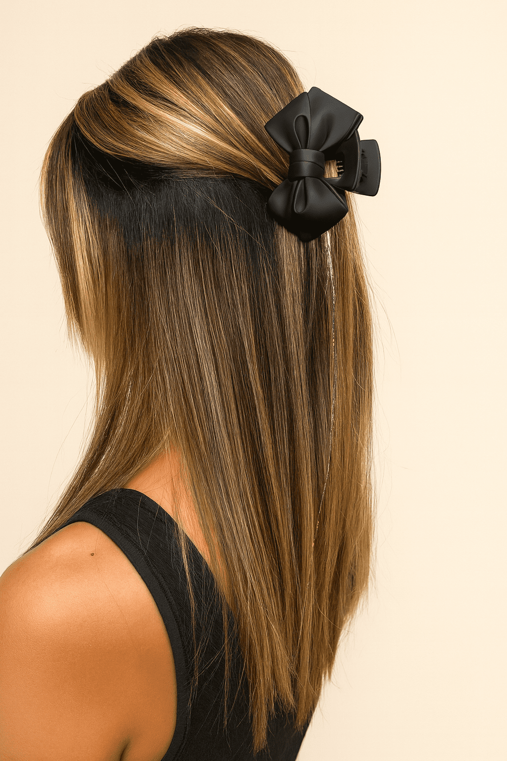 Mane Street Couture Classic Matte Black Bow Hair Claw Clip - Image 4