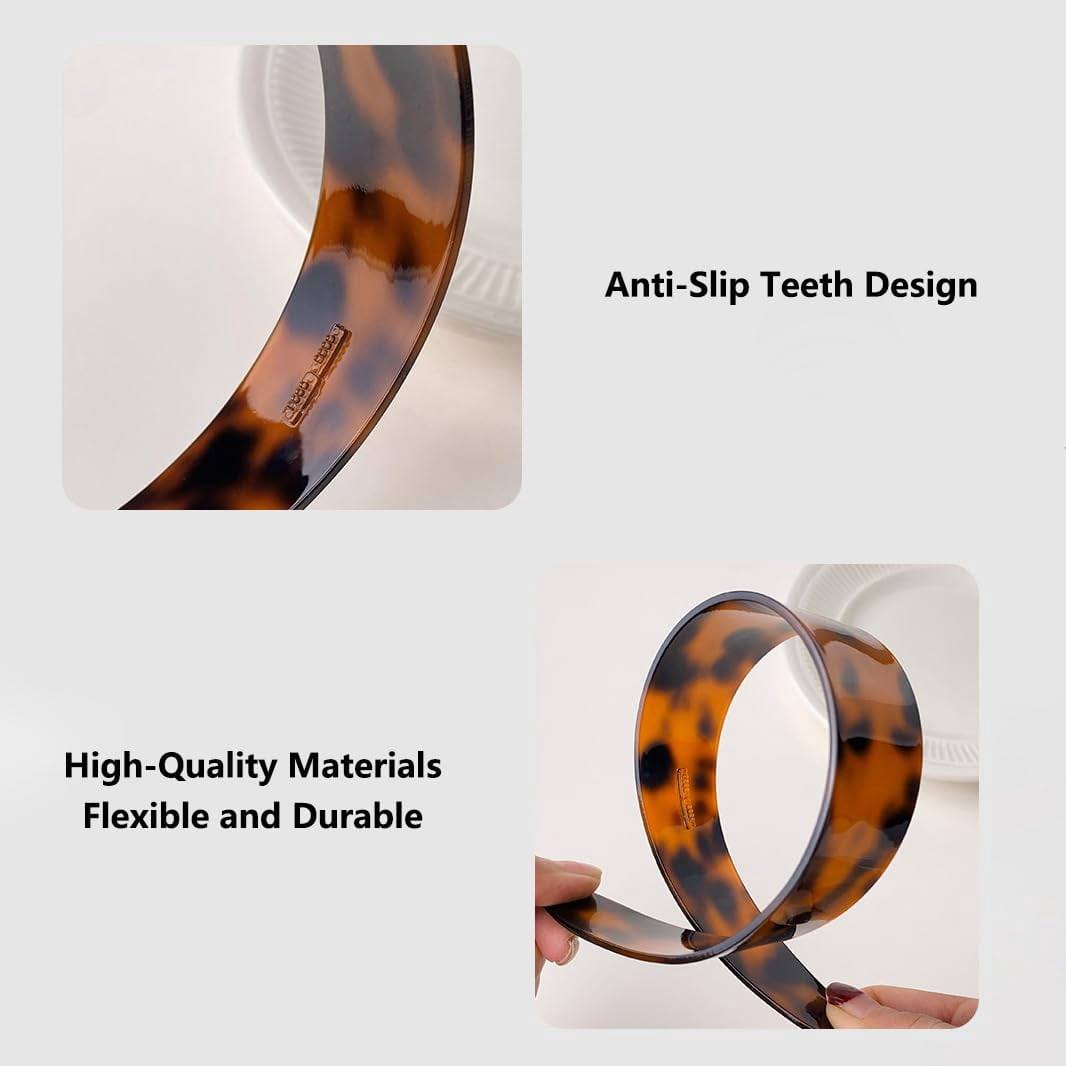 Headband with Teeth for Women, 1.5in No Slip Versatile Wide Acetate Retro Plastic Headbands (Dark ) - Image 3