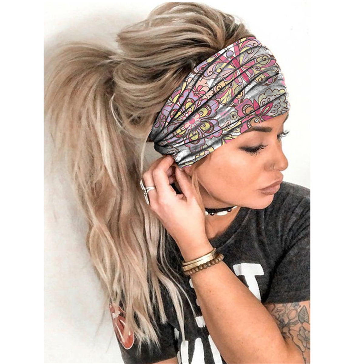 Pack of 4 Casewin Boho Headbands Wide Knotted Hair Bands Fashion Boho Stretchy Cotton Headband Motorcycle Hair Wraps ... - Image 4