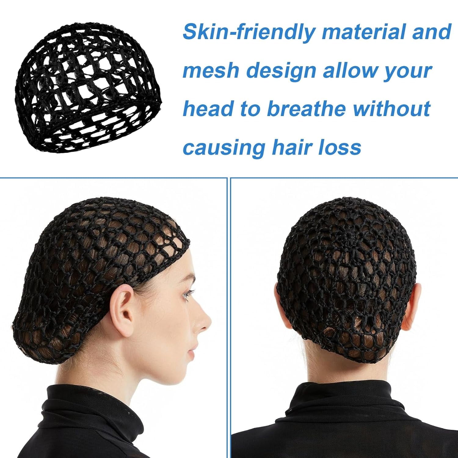 2 PCS Hair Nets for Sleeping,Crochet Mesh Wrap Caps for Silk Press, Curly Hair & Wig Protection,Soft Reusable Bonnets for Women, Lift Strap - Image 5