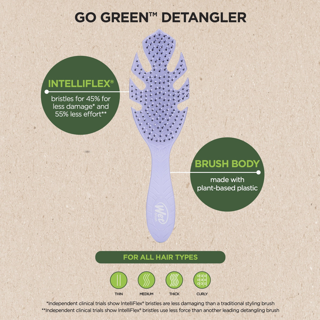Green Hair Detangler, Soft, Flexible Bristles, Purple 1 Ct, Or Dry Hair - Image 5