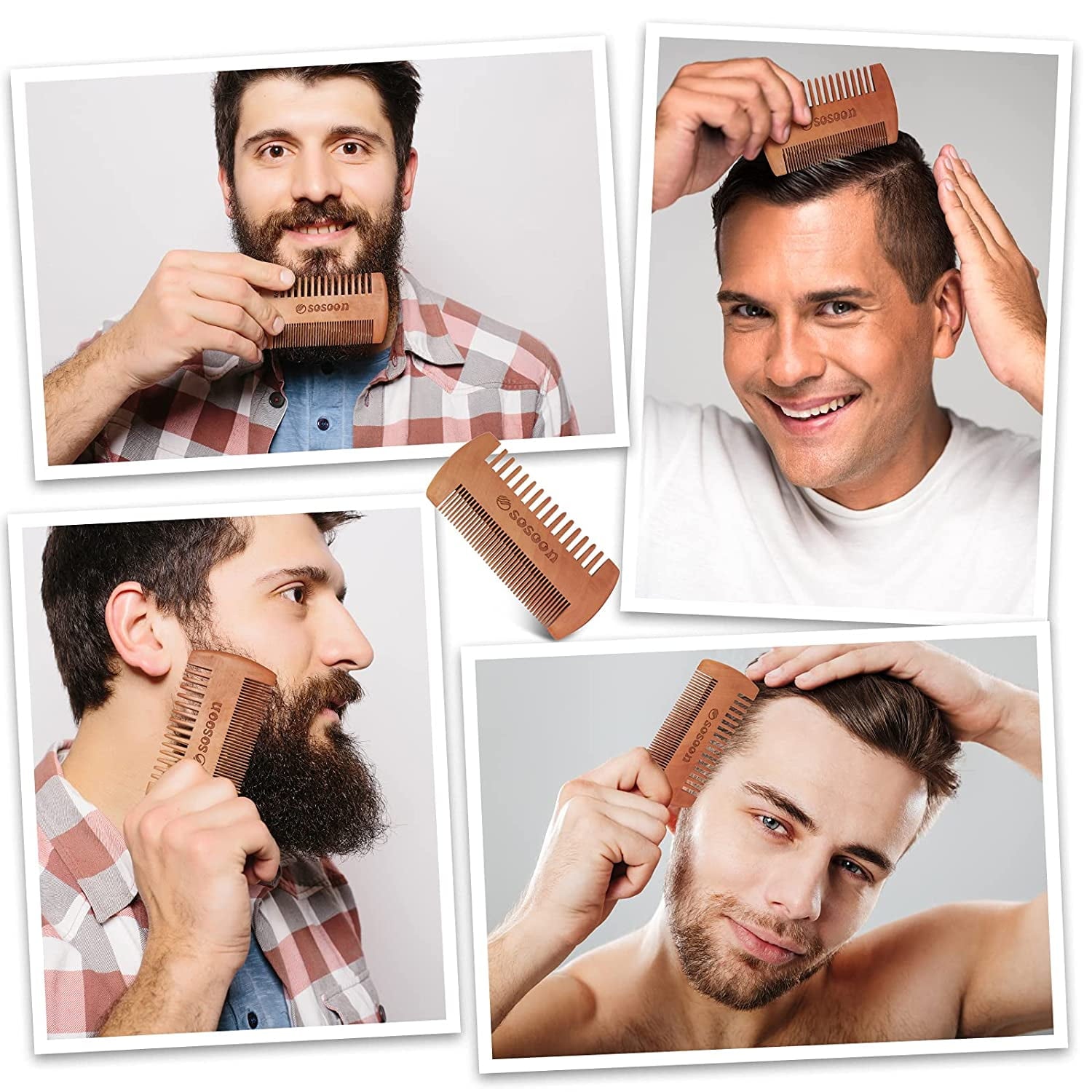 100% Boar Bristle Black Walnut Wood Comb for Men to Tame and Soften Your Facial Hair - Image 3