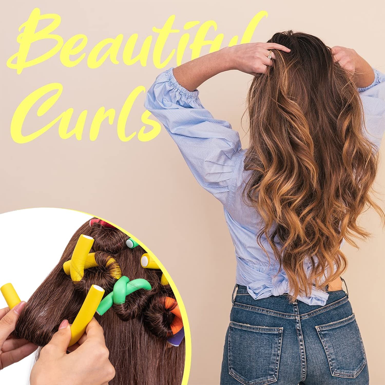 xnicx 47pcs 7" Hair Curler Hair Rollers Bendy Foam Curler Rollers Flexi Curling Rods Heatless Curlers for Long,Short,... - Image 2