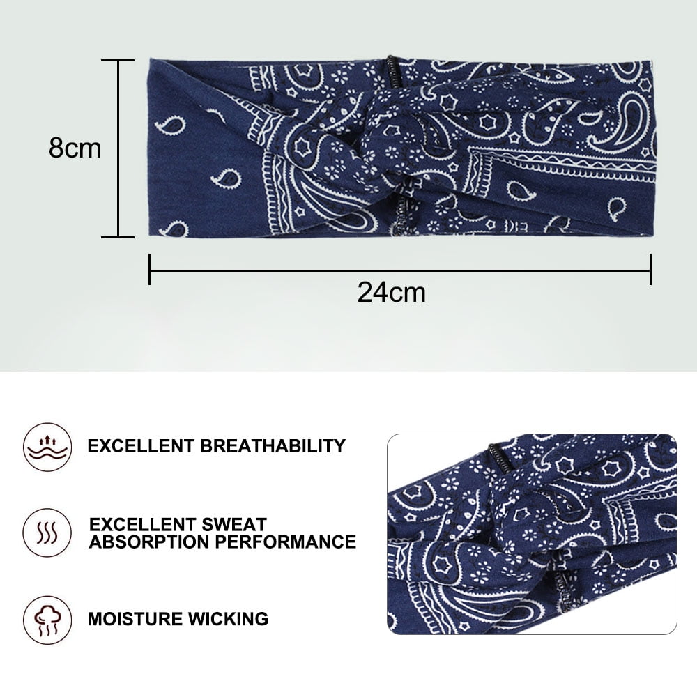 6Pcs Women's Boho Flower Headbands Elastic Hair Bands Knotted Head Wraps Turbans for Yoga Sport Workout Makeup - Image 2
