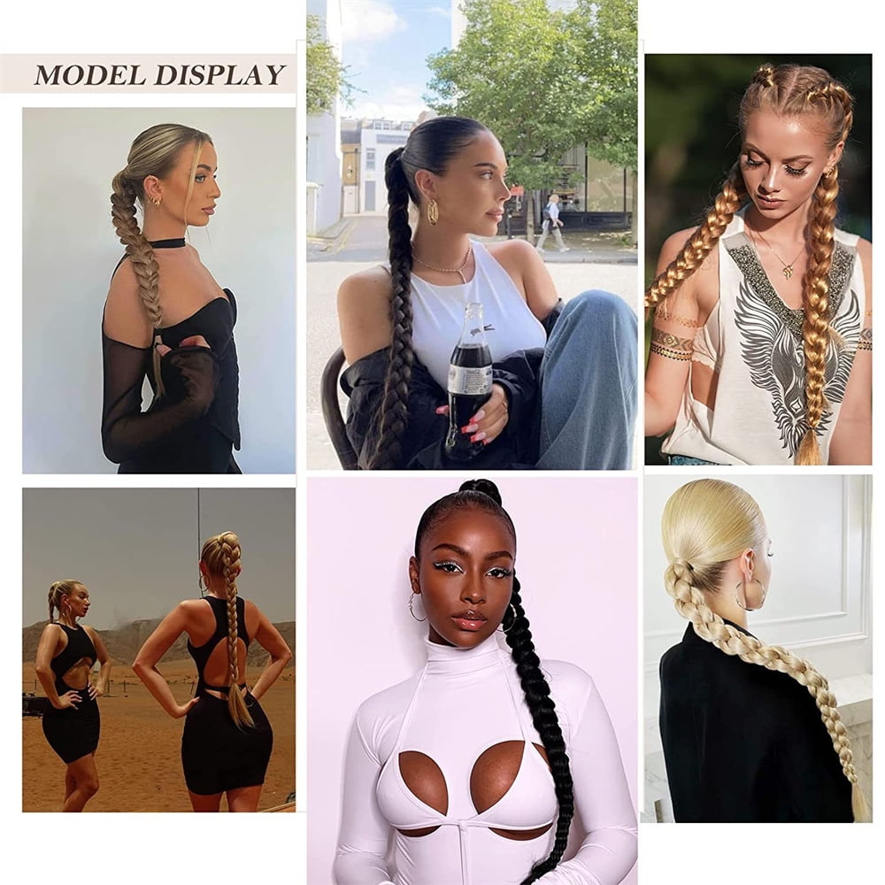 2 Pcs 33.8in Extension Braid Extensions piece with Elastic Band Extension Scrunchie with for Ladies Women - Image 4