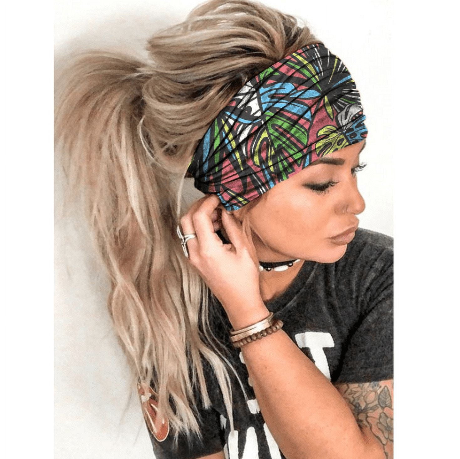4Pcs Headbands for Women,Non-Slip Elastic Wide Headbands,Sweat Fashion Headwraps Hair Bands Headwear Fit All Head Siz... - Image 2