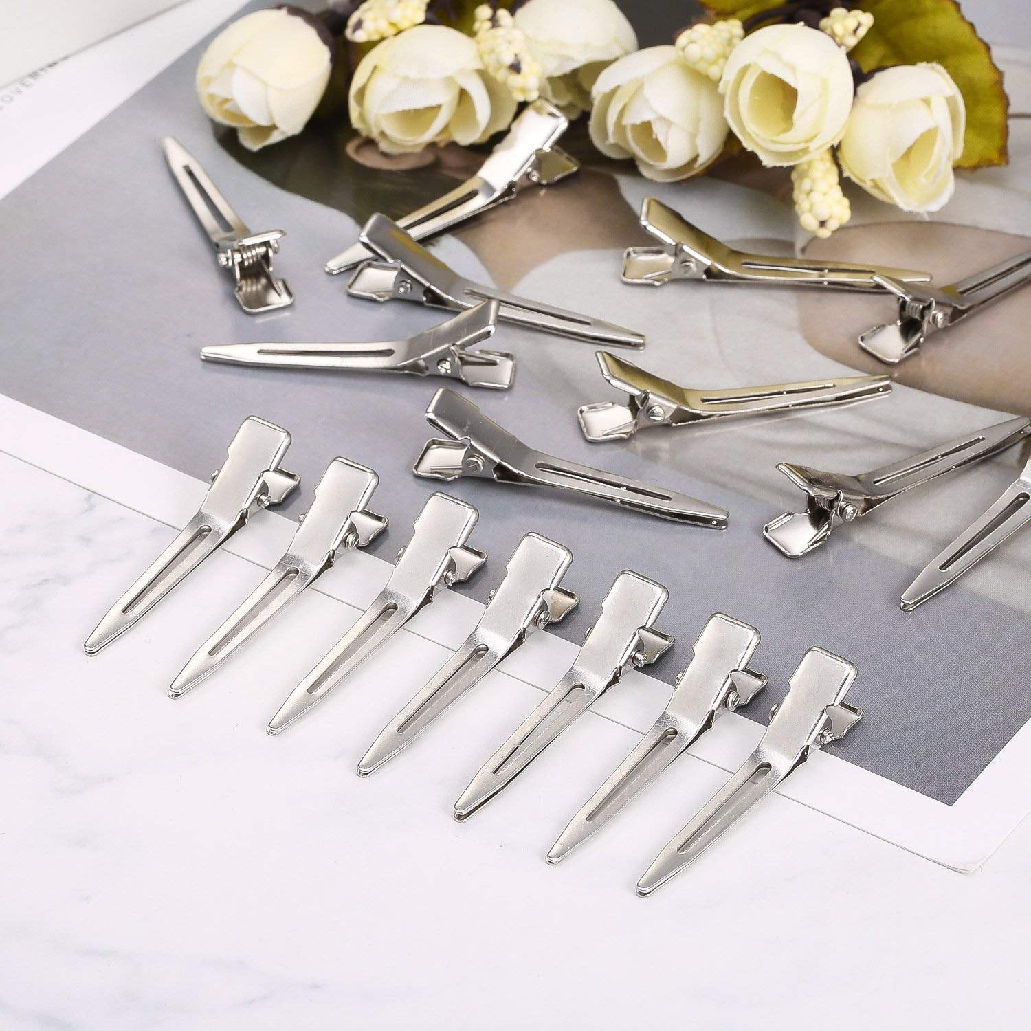 1.75 Prong Curl Metal Hair Clips for Dreads Lock Clips Hair Alligator Clips Silver Section Clips Metal Alligator Clip... - Image 5