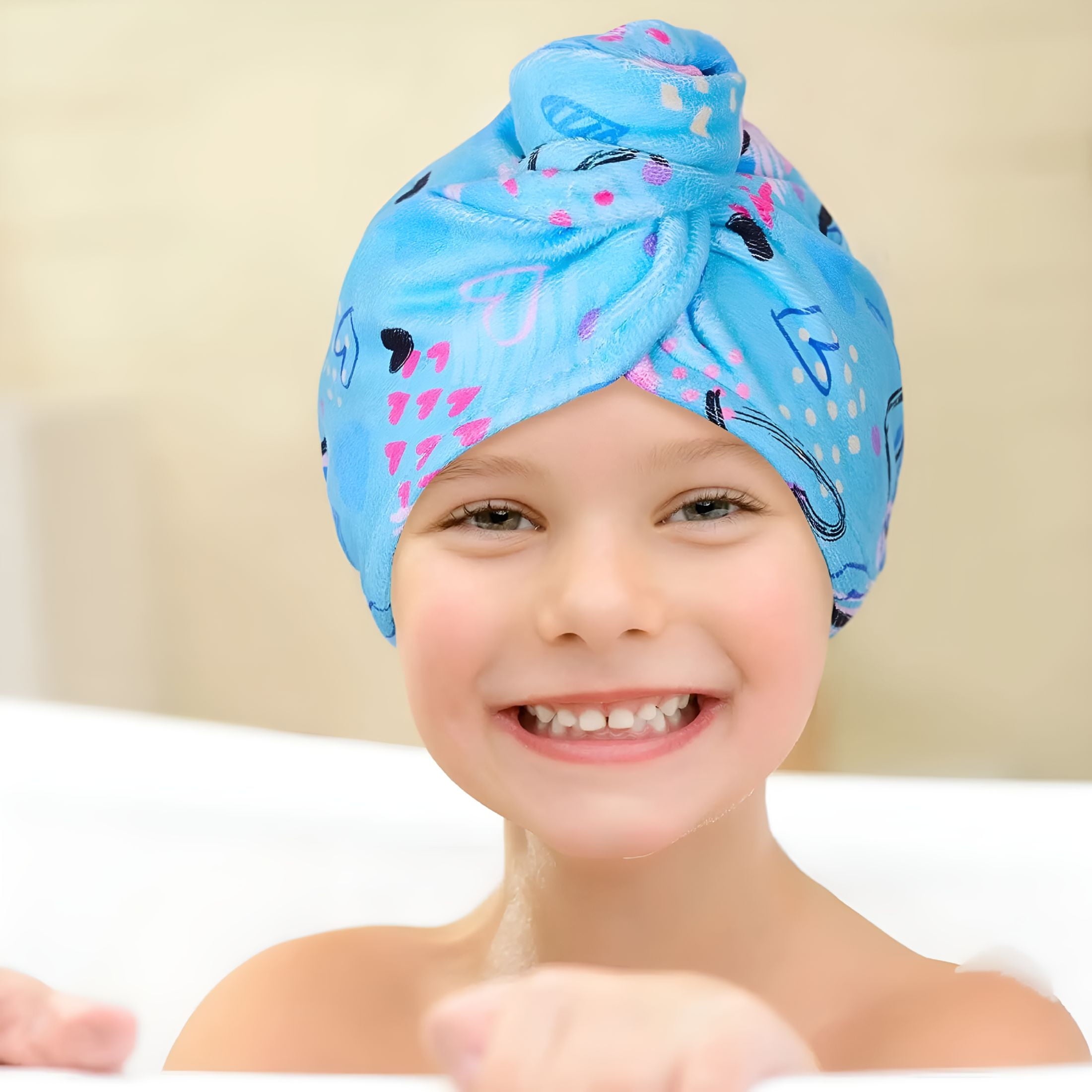 2026 New 2Pcs Hair Turban Towel Wrap for Wet Hair for Women Kids Fast Drying Microfiber Hair Towel with Button Portab... - Image 3