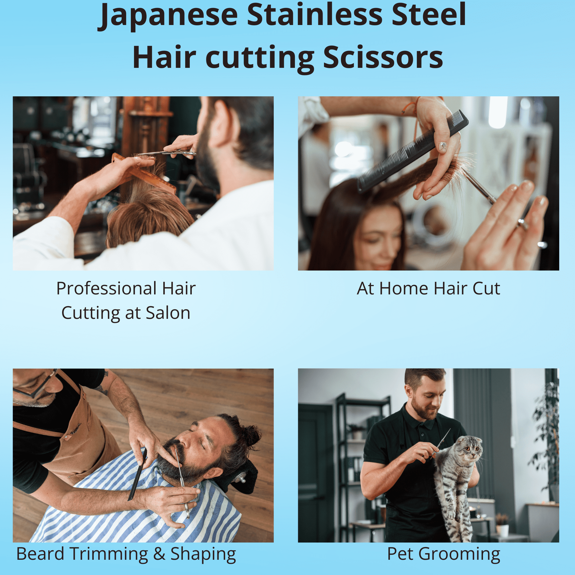 Hair Cutting Scissors, 7 inch, Silver, Professional Japanese Stainless Steel Barber Shears, Razor Sharp Blades, Blunt Tips [Oceline(Xmedix)] - Image 2
