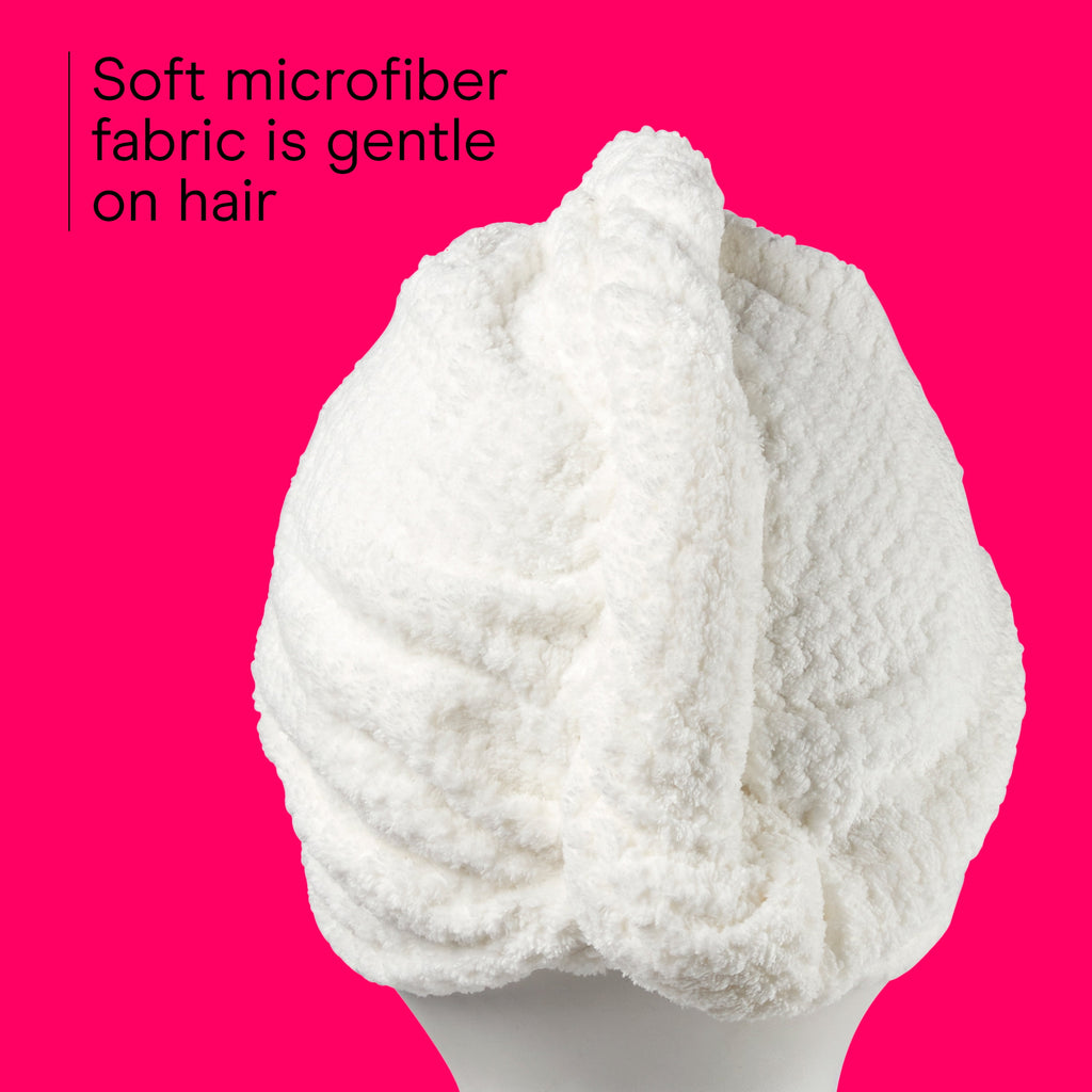 Conair Microfiber Hair Towel with Bow, White - Image 3