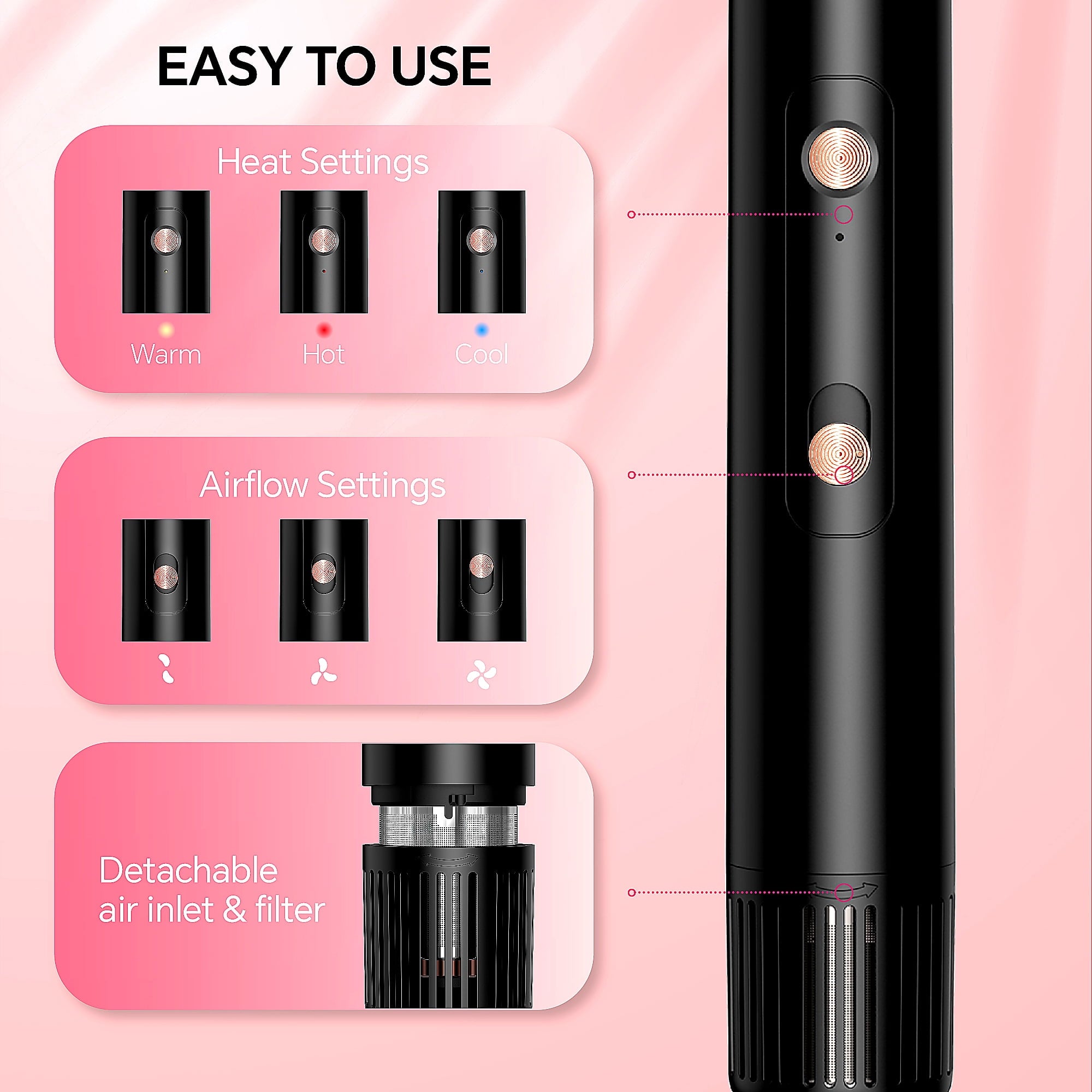 Brush, Hot Air Brush with Brushless Motor, Blowout Brush 1300W, Curling Iron - Image 6