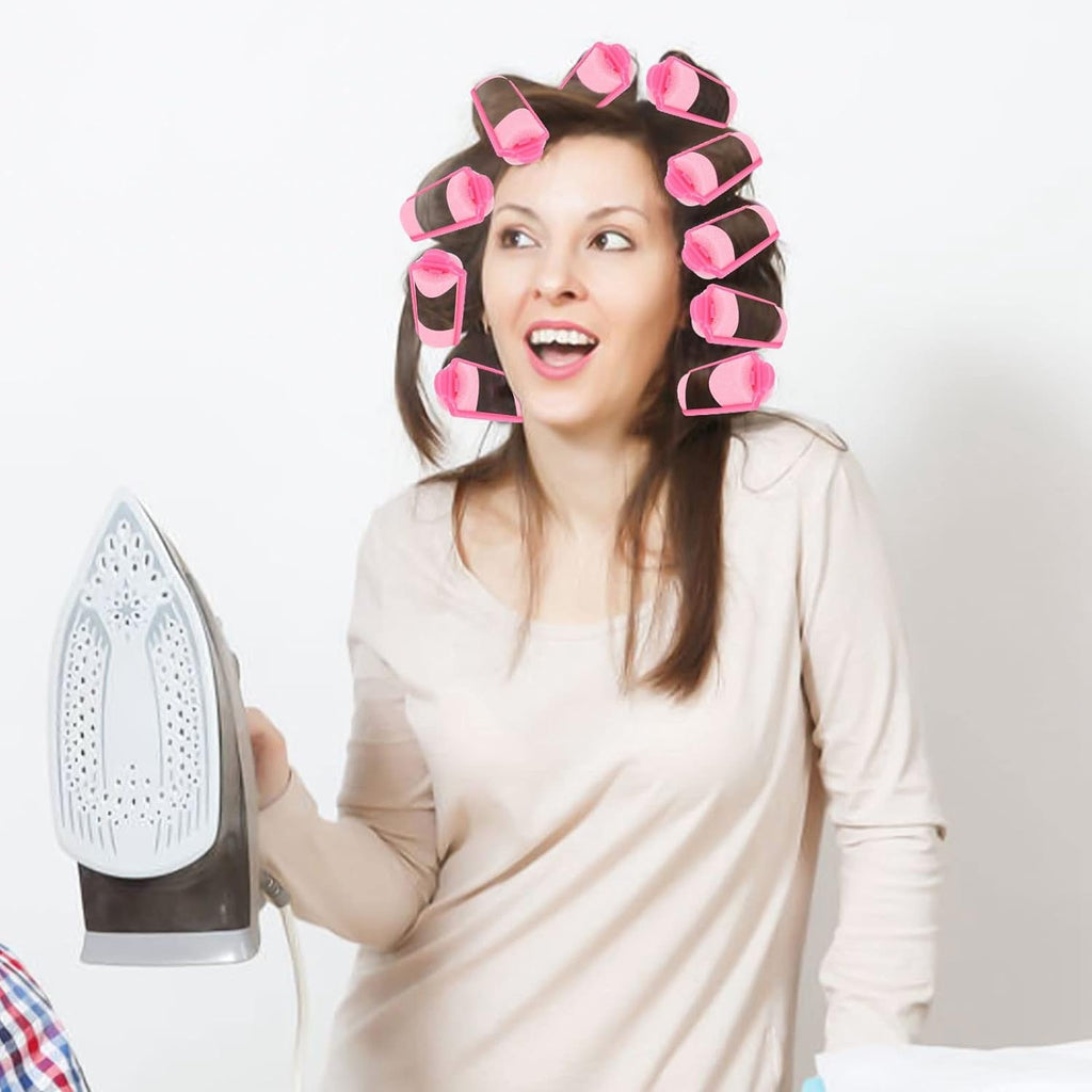 12pcs Rollers for Women, 2.7'' Soft Foam Styling Curlers, Self Grip Heatless Curlers, Pink - Image 4