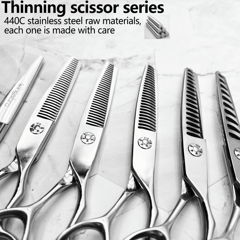 wingsbro 6.7 inches Silver Hair Cutting Scissors for Men and Women, Professional Salon Barber Hairdressing Scissors - Image 4