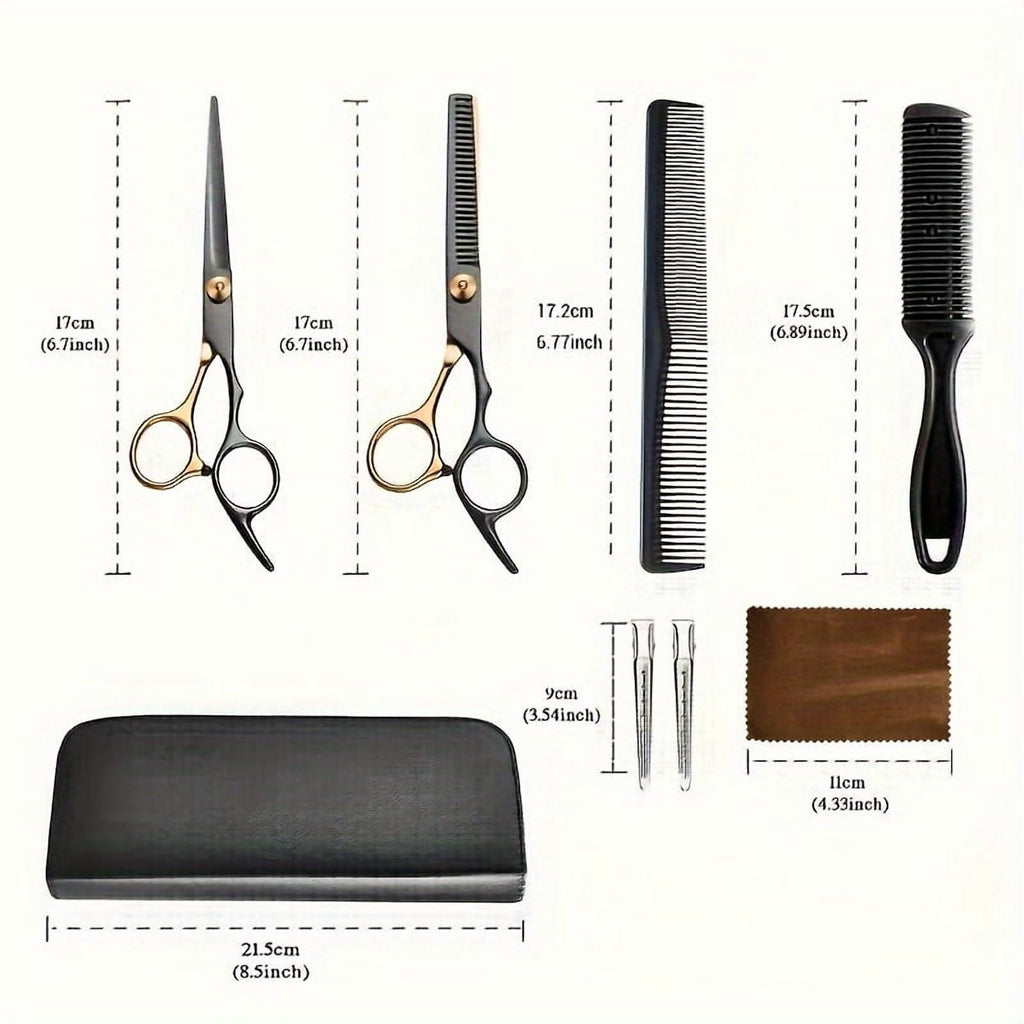 8 sets of professional hair cutting scissors, stainless steel hair cutting supplies, including straight scissors, thi... - Image 2