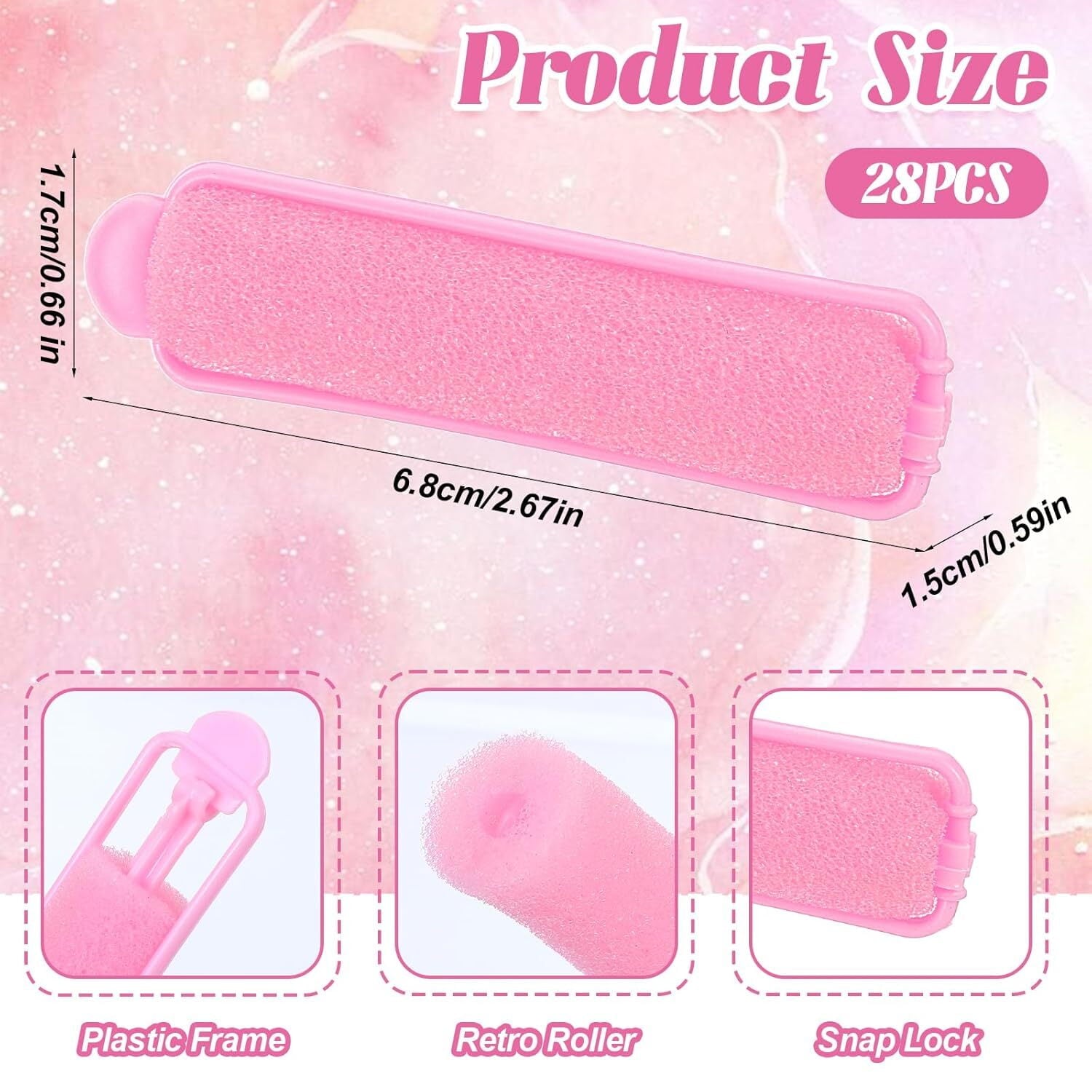 28 Pcs Foam Sponge Hair Rollers,Foam Rollers Hair,Soft Sleeping Curlers,Flexible Sponge Curler for Women Girls,Hairdr... - Image 2