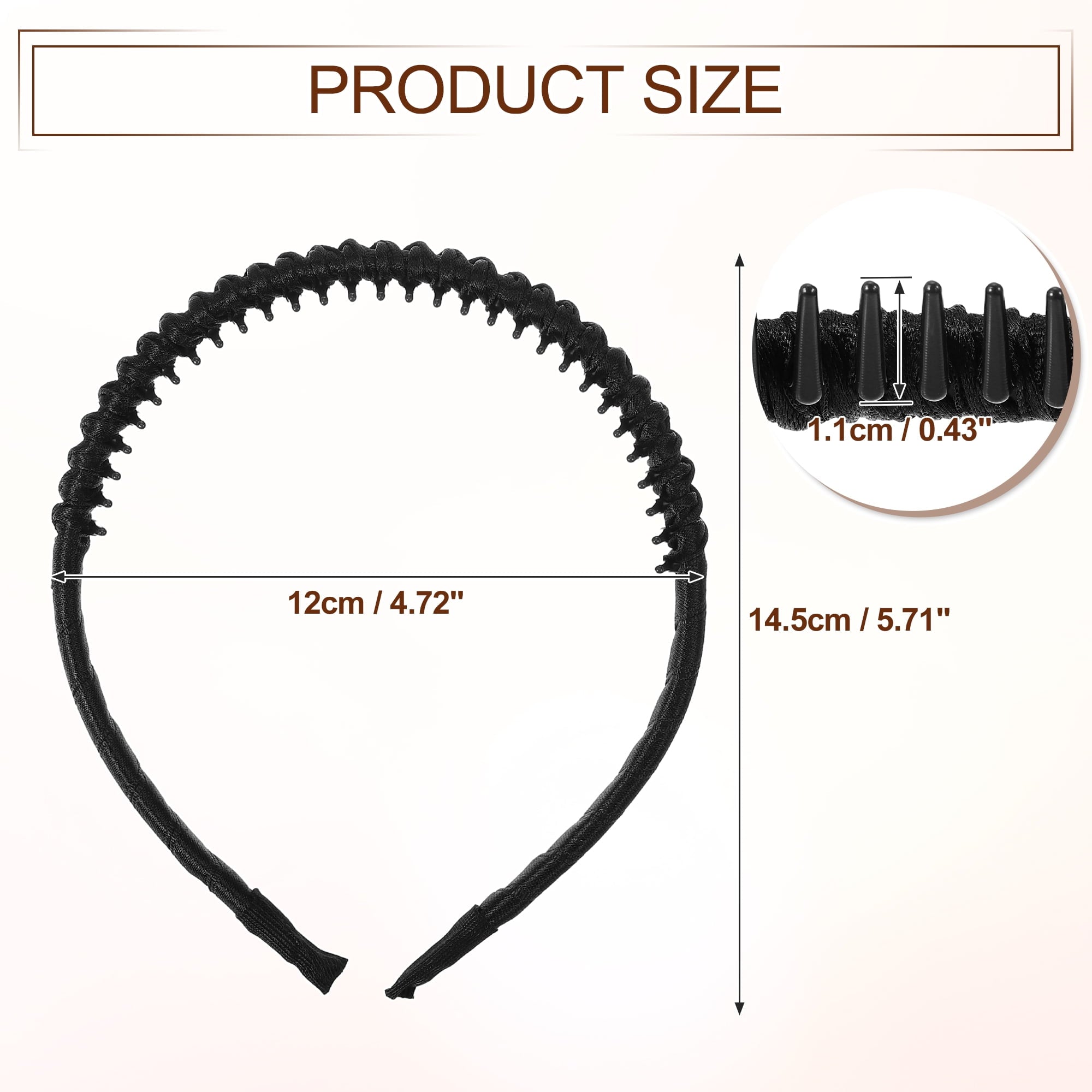 Unique Bargains 4pcs Teeth Comb Headband Tooth Comb Hair Hoop for Women Pink Black Light Green Beige - Image 6
