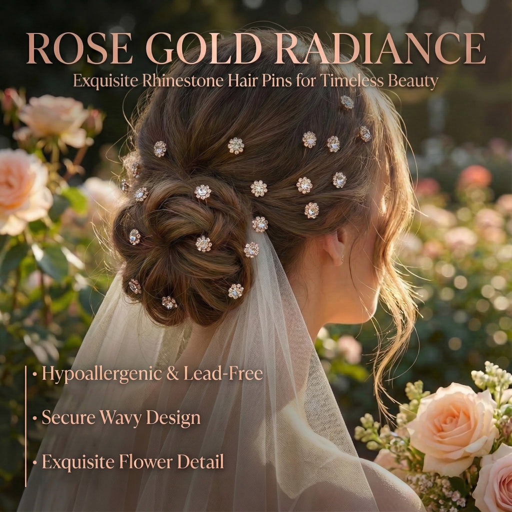 Miallo Rose Gold Bobby Pins 24pcs, Cute Hair Clips for Thick Hair, Trendy Metallic Hair Accessories Gift for Girls & Women - Image 5