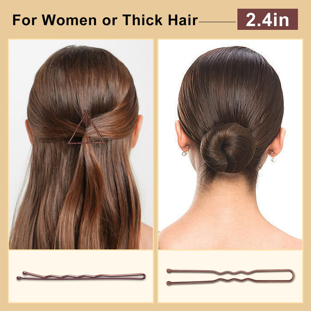 Brown U Shaped Hair for Ballet Buns Women Girls with Storage Box - Image 5