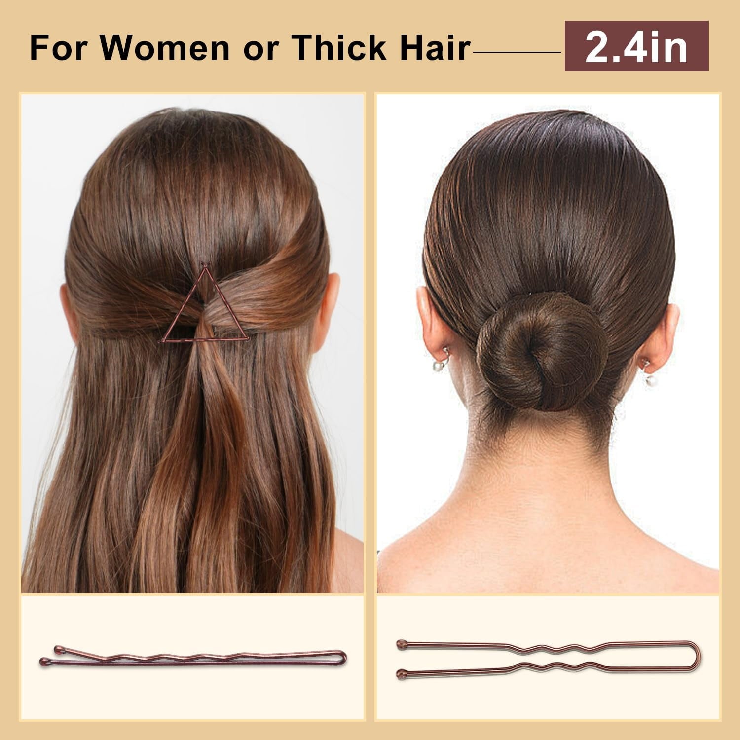 Brown U Shaped Hair for Ballet Buns Women Girls with Storage Box - Image 5