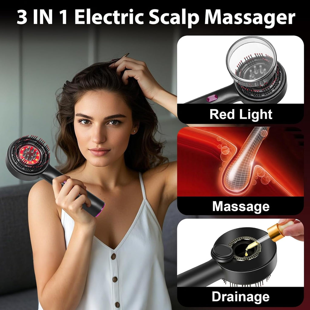 3-in-1 Comb for Men with 630nm Red Light Therapy, Scalp Massager Brush, Oil Applicator, 72 Teeth & 8 Roller Balls, Re... - Image 5