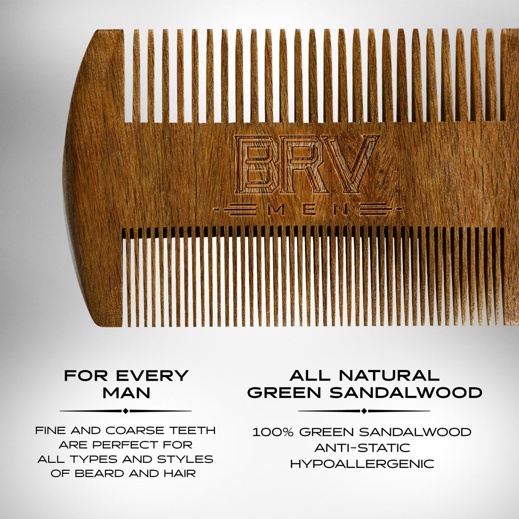 BRV MEN Beard & Mustache Comb - 100% Natural Green Sandalwood Beard Comb - Pocket Beard Comb w/ a Stylish Carry Case - Wooden Beard Comb for - Image 5