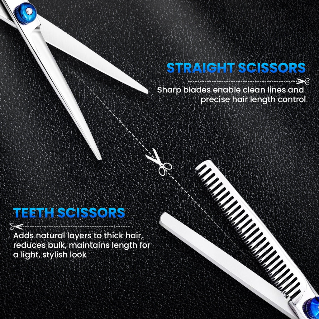 Set - 11 Pcs Professional Stainless Barber dressing Shears Kit with Barber Cape, Kit for Women Men Kids Pet (Silver) - Image 5