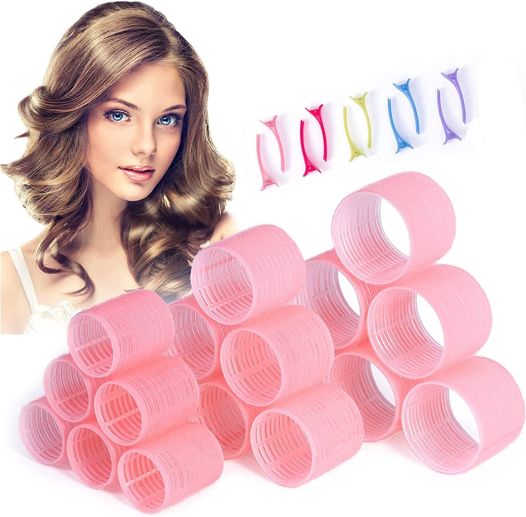 xnicx Rollers Curlers,28pcs Set Heatless Rollers includes 18 Rollers with 10 Clips to Sleep in for Long,Short ,Large ...